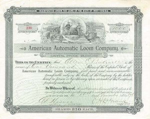 American Automatic Loom Co. - 1898 dated Stock Certificate